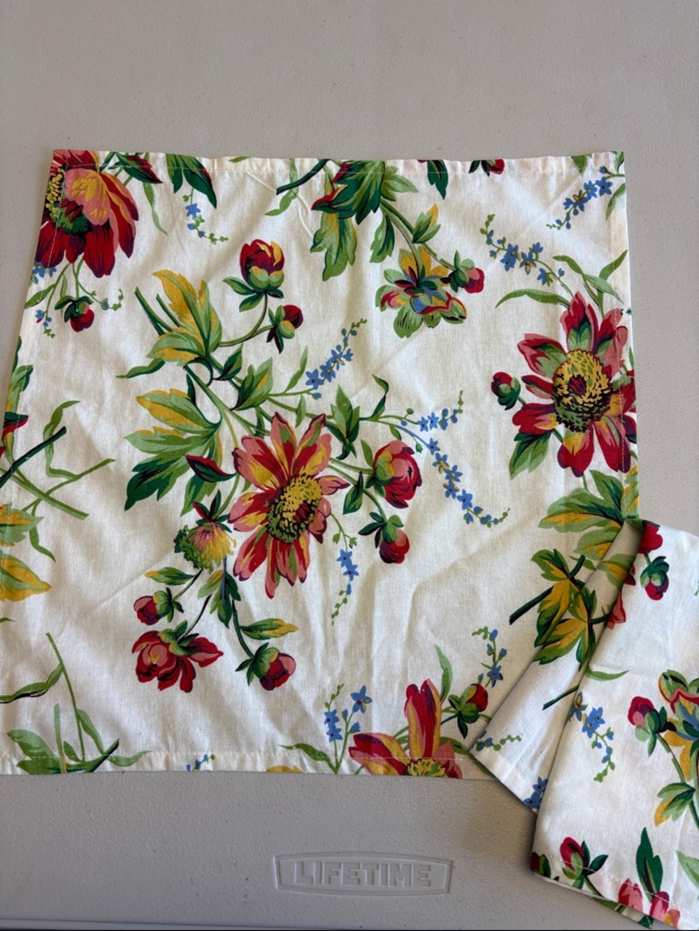 Cloth Cream  Floral  Napkins Set of 2